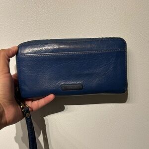 Fossil Navy Blue Leather Wristlet Wallet
